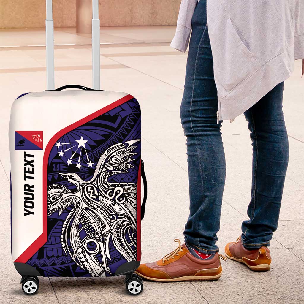 Personalised PNG Central Province Luggage Cover Bird of Paradise Tattoo Flag Motif LT9 Blue - Polynesian Pride