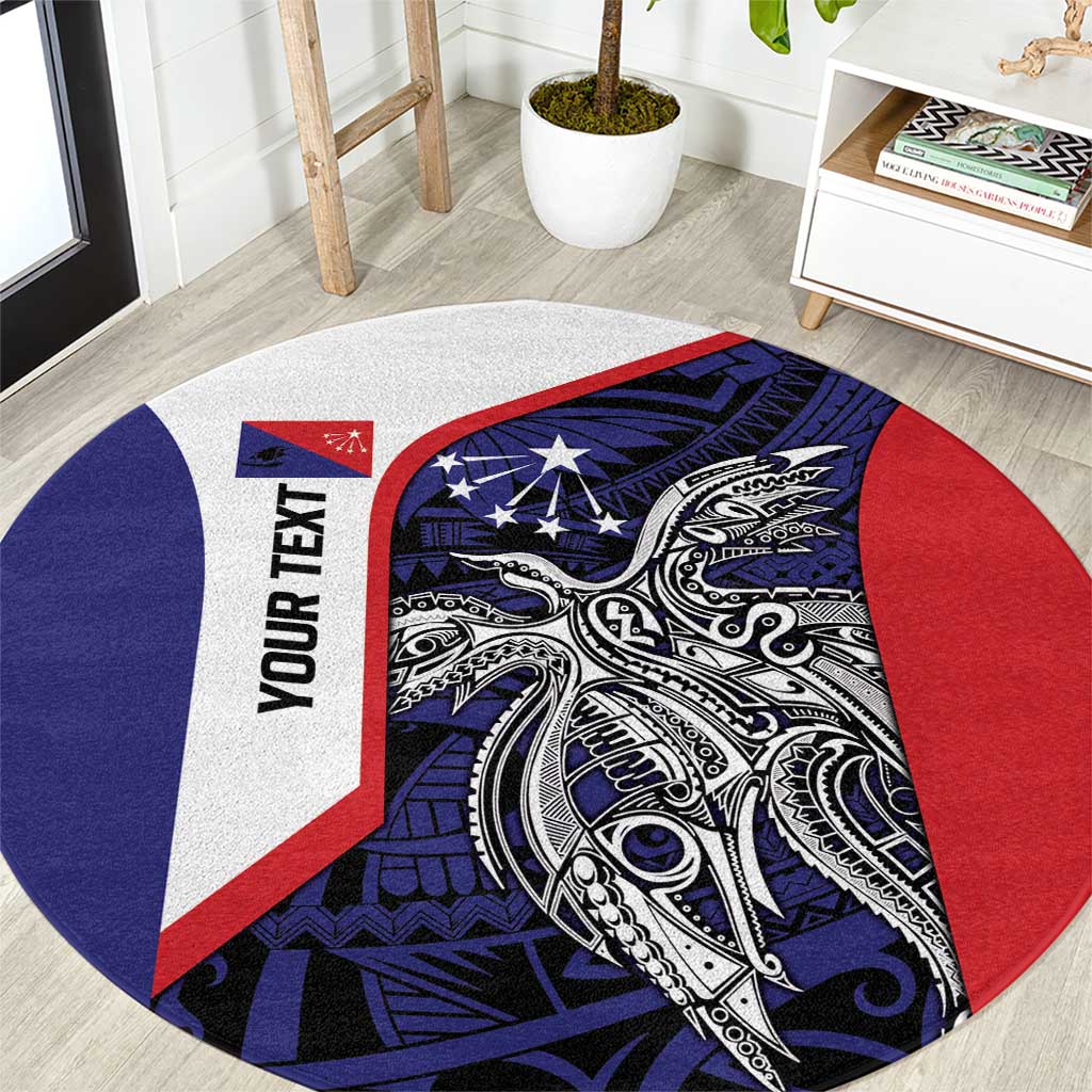 Personalised PNG Central Province Round Carpet Bird of Paradise Tattoo Flag Motif - Polynesian Pride