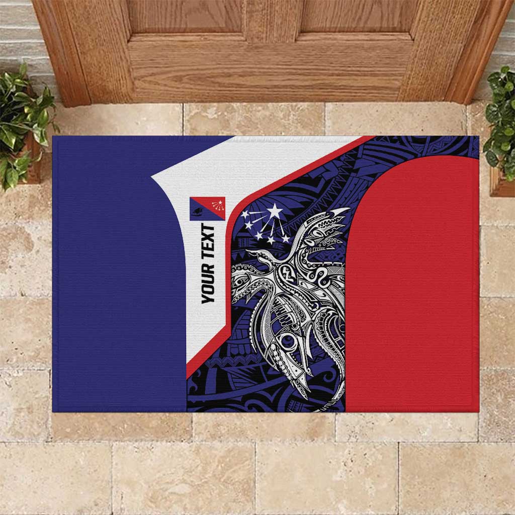 Personalised PNG Central Province Rubber Doormat Bird of Paradise Tattoo Flag Motif - Polynesian Pride