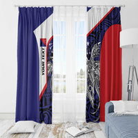 Personalised PNG Central Province Window Curtain Bird of Paradise Tattoo Flag Motif - Polynesian Pride