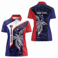 Personalised PNG Central Province Women Polo Shirt Bird of Paradise Tattoo Flag Motif LT9 - Polynesian Pride