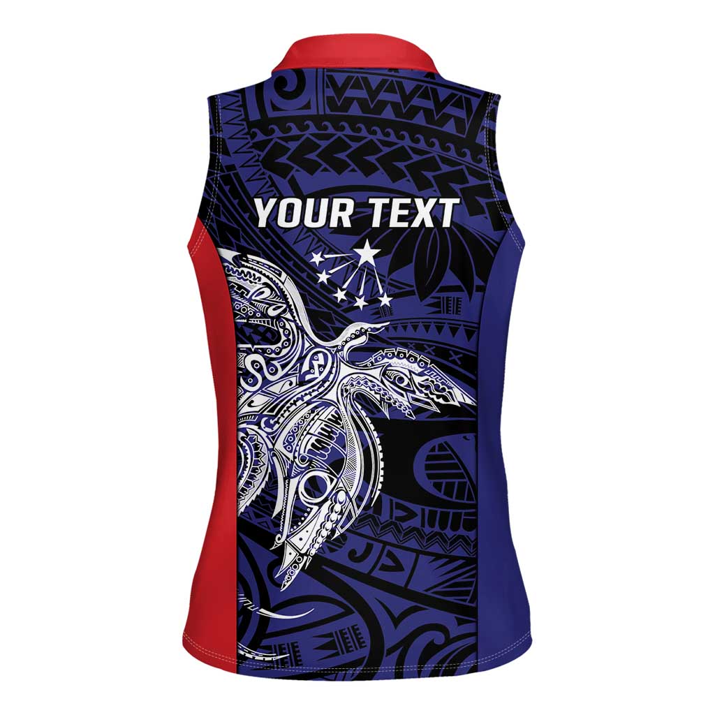 Personalised PNG Central Province Women Sleeveless Polo Shirt Bird of Paradise Tattoo Flag Motif LT9 - Polynesian Pride