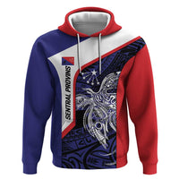 Personalised PNG Central Province Zip Hoodie Bird of Paradise Tattoo Flag Motif LT9 Pullover Hoodie Blue - Polynesian Pride
