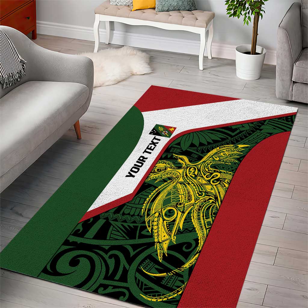 Personalised PNG Chimbu Province Area Rug Bird of Paradise Tattoo Flag Motif - Polynesian Pride