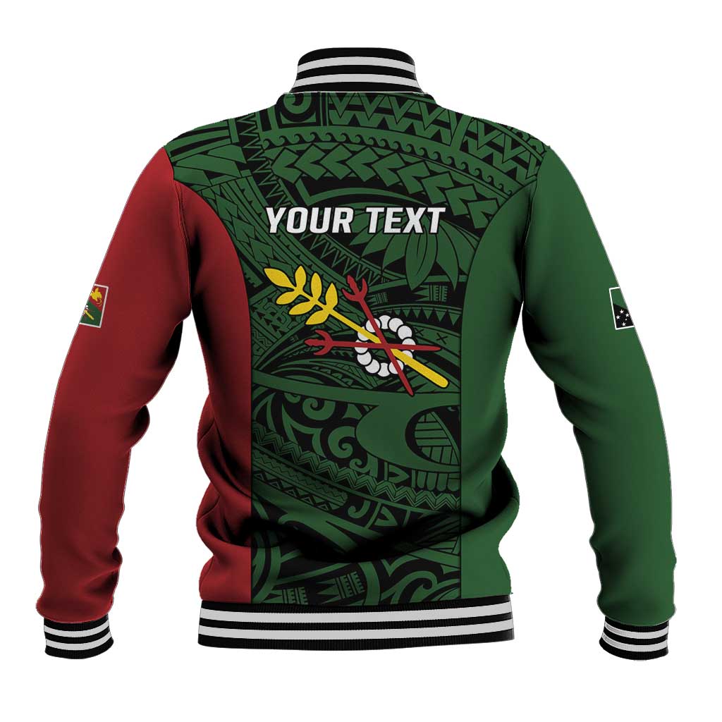 Personalised PNG Chimbu Province Baseball Jacket Bird of Paradise Tattoo Flag Motif - Polynesian Pride