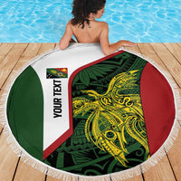 Personalised PNG Chimbu Province Beach Blanket Bird of Paradise Tattoo Flag Motif - Polynesian Pride