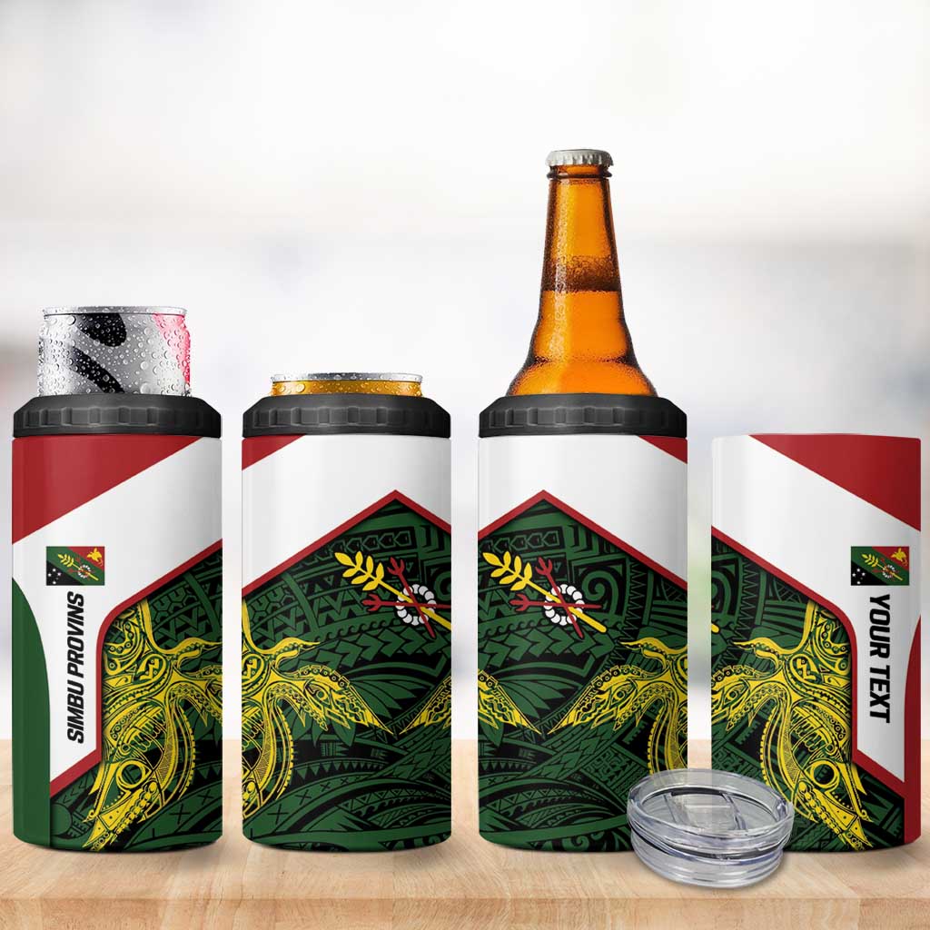 Personalised PNG Chimbu Province 4 in 1 Can Cooler Tumbler Bird of Paradise Tattoo Flag Motif LT9 - Polynesian Pride