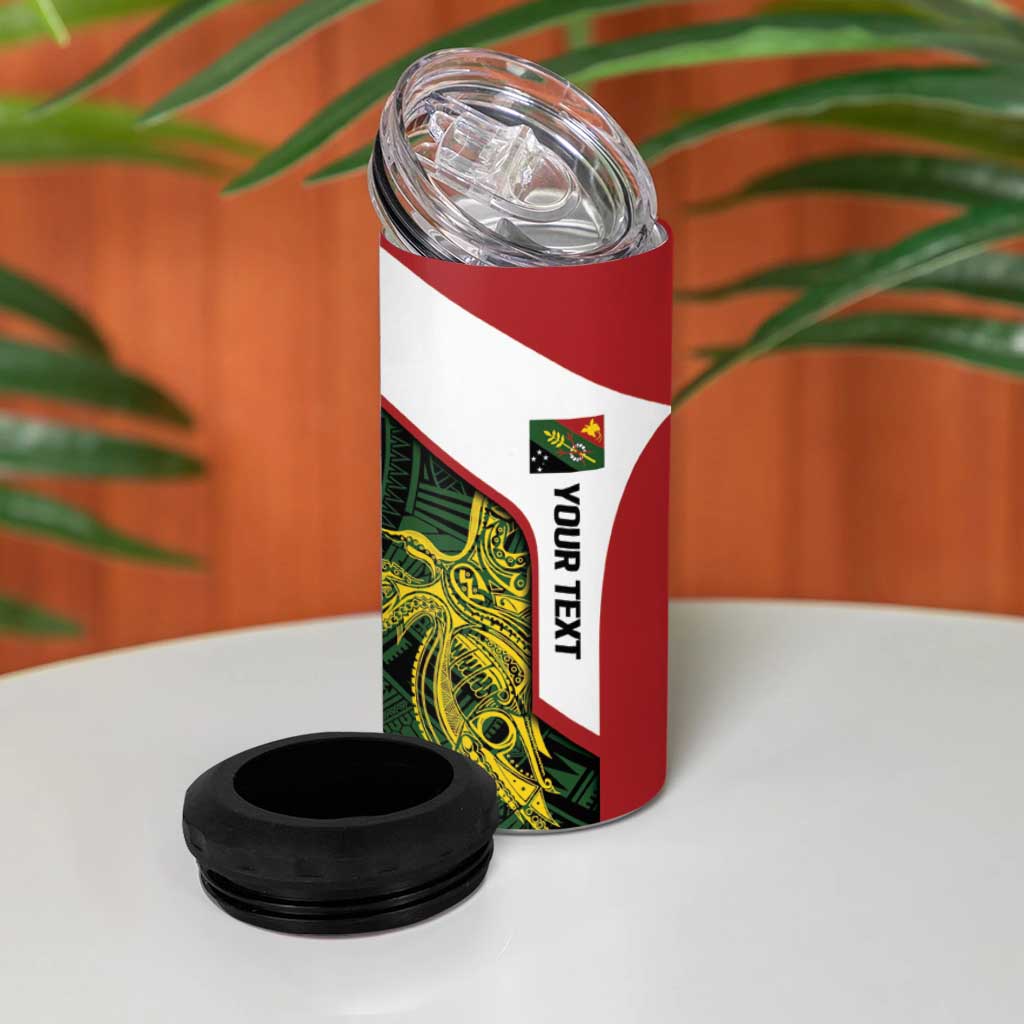 Personalised PNG Chimbu Province 4 in 1 Can Cooler Tumbler Bird of Paradise Tattoo Flag Motif LT9 - Polynesian Pride