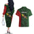 Personalised PNG Chimbu Province Couples Matching Off The Shoulder Long Sleeve Dress and Hawaiian Shirt Bird of Paradise Tattoo Flag Motif - Polynesian Pride