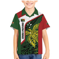 Personalised PNG Chimbu Province Family Matching Mermaid Dress and Hawaiian Shirt Bird of Paradise Tattoo Flag Motif LT9 Son's Shirt Red - Polynesian Pride