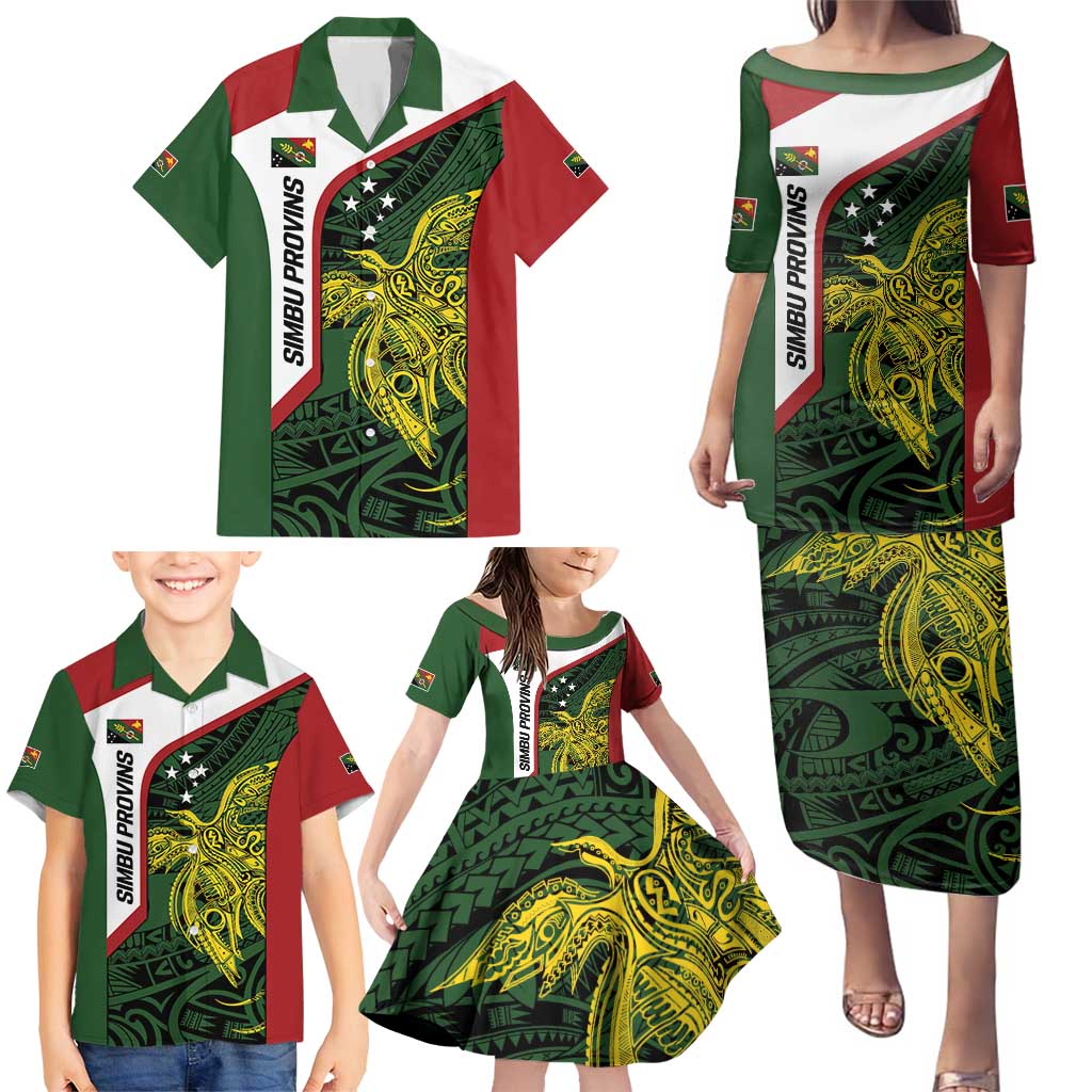 Personalised PNG Chimbu Province Family Matching Puletasi and Hawaiian Shirt Bird of Paradise Tattoo Flag Motif LT9 - Polynesian Pride