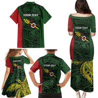 Personalised PNG Chimbu Province Family Matching Puletasi and Hawaiian Shirt Bird of Paradise Tattoo Flag Motif LT9 - Polynesian Pride