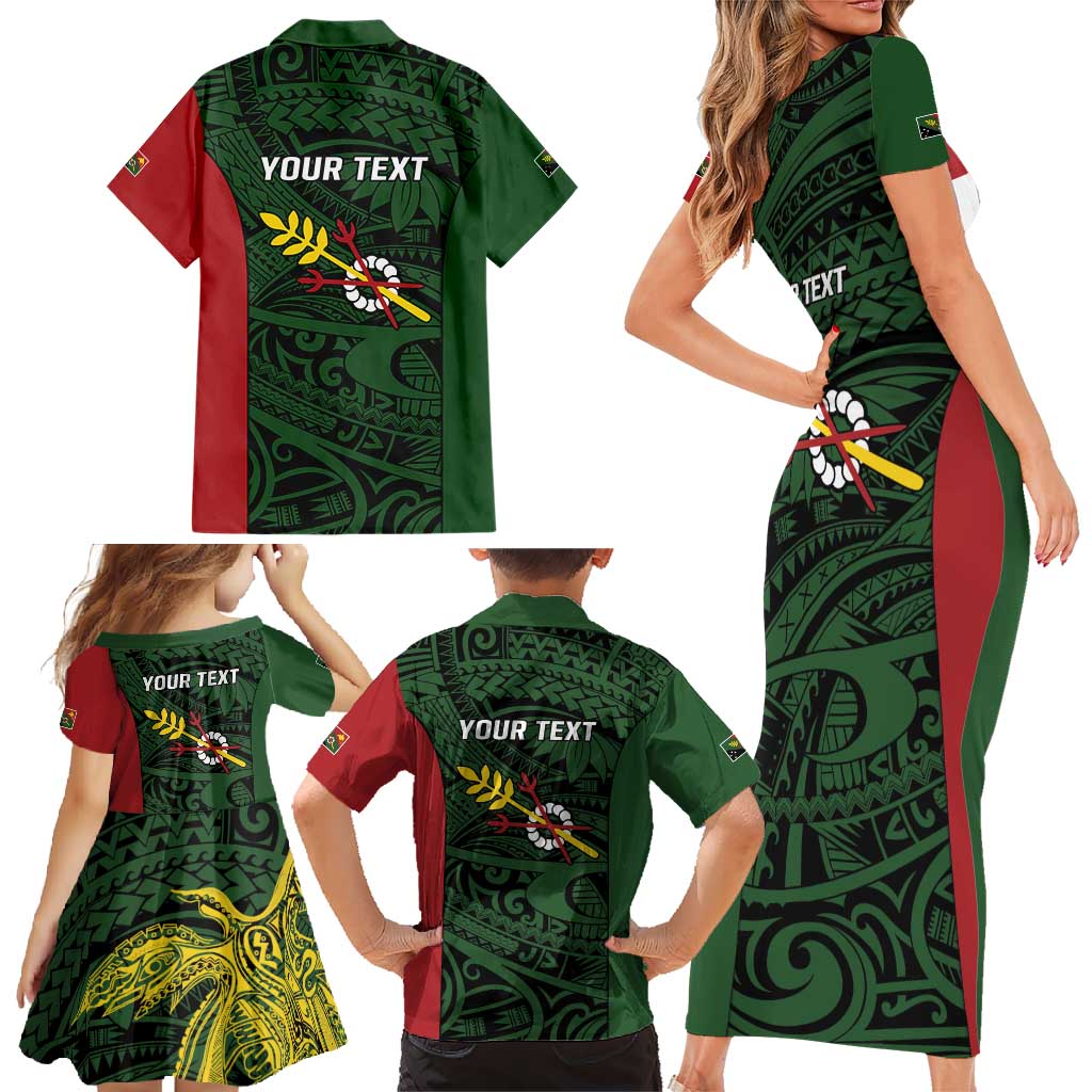 Personalised PNG Chimbu Province Family Matching Short Sleeve Bodycon Dress and Hawaiian Shirt Bird of Paradise Tattoo Flag Motif LT9 - Polynesian Pride