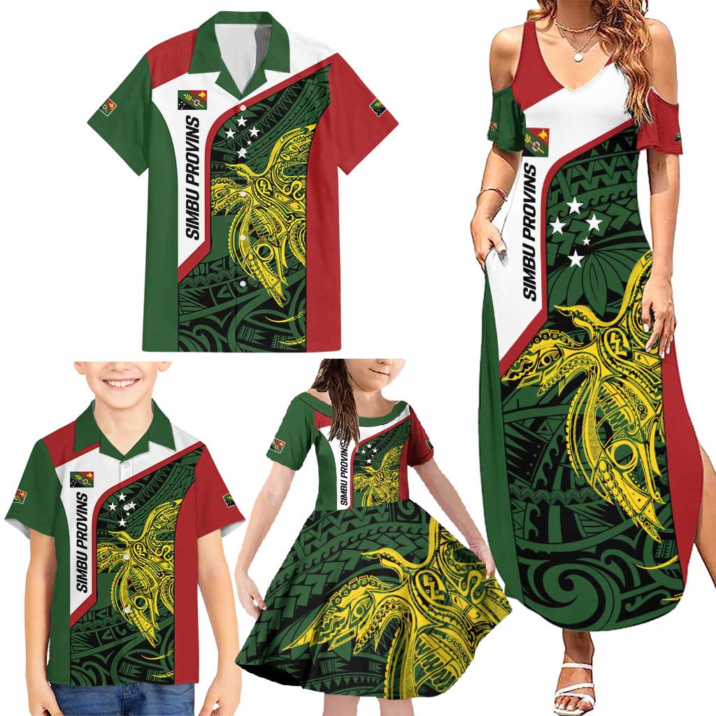Personalised PNG Chimbu Province Family Matching Summer Maxi Dress and Hawaiian Shirt Bird of Paradise Tattoo Flag Motif LT9 - Polynesian Pride