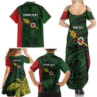 Personalised PNG Chimbu Province Family Matching Summer Maxi Dress and Hawaiian Shirt Bird of Paradise Tattoo Flag Motif LT9 - Polynesian Pride