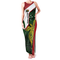 Personalised PNG Chimbu Province Family Matching Tank Maxi Dress and Hawaiian Shirt Bird of Paradise Tattoo Flag Motif LT9 Mom's Dress Red - Polynesian Pride