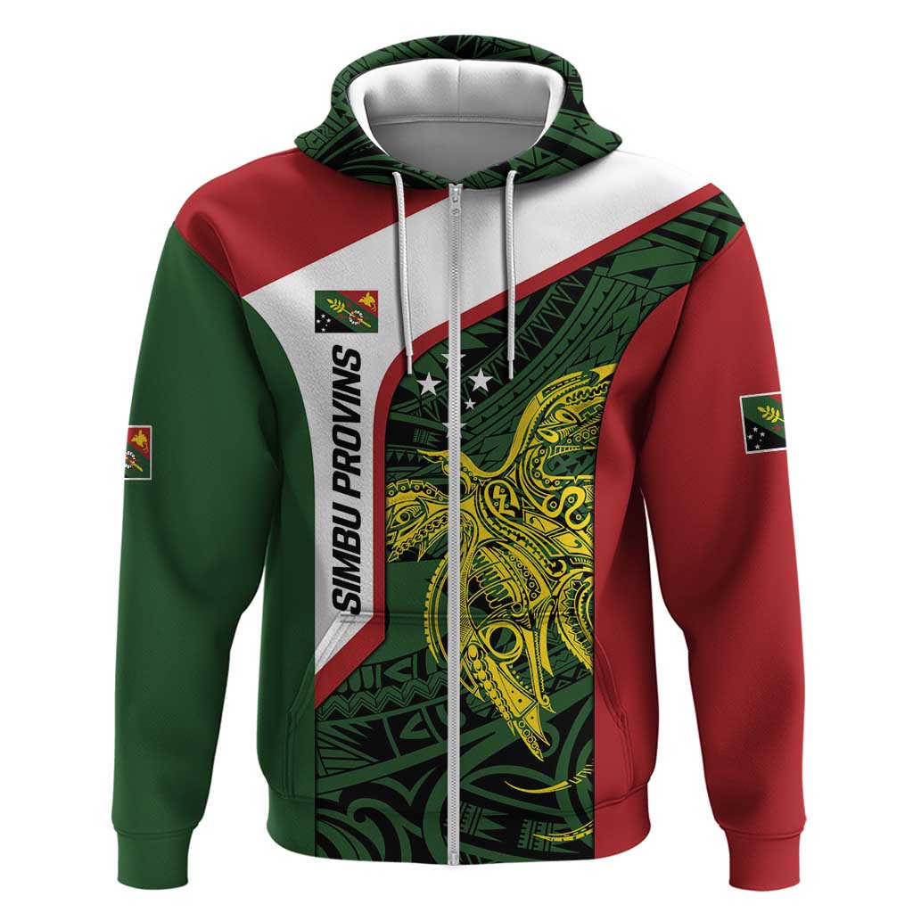 Personalised PNG Chimbu Province Hoodie Bird of Paradise Tattoo Flag Motif LT9 Zip Hoodie Red - Polynesian Pride
