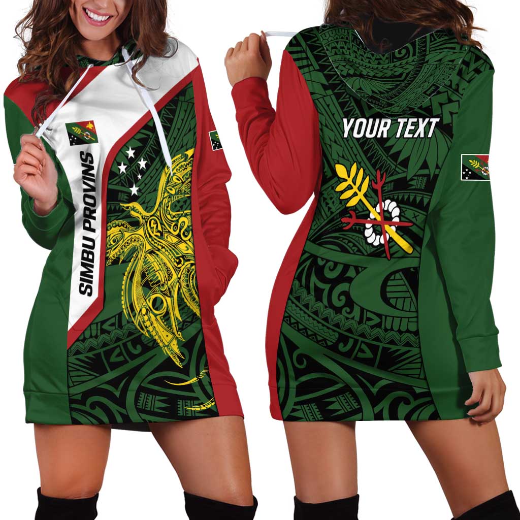 Personalised PNG Chimbu Province Hoodie Dress Bird of Paradise Tattoo Flag Motif LT9 - Polynesian Pride