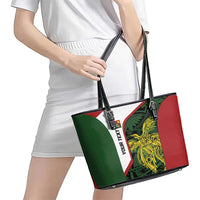 Personalised PNG Chimbu Province Leather Tote Bag Bird of Paradise Tattoo Flag Motif LT9 - Polynesian Pride