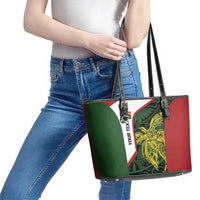 Personalised PNG Chimbu Province Leather Tote Bag Bird of Paradise Tattoo Flag Motif LT9 - Polynesian Pride