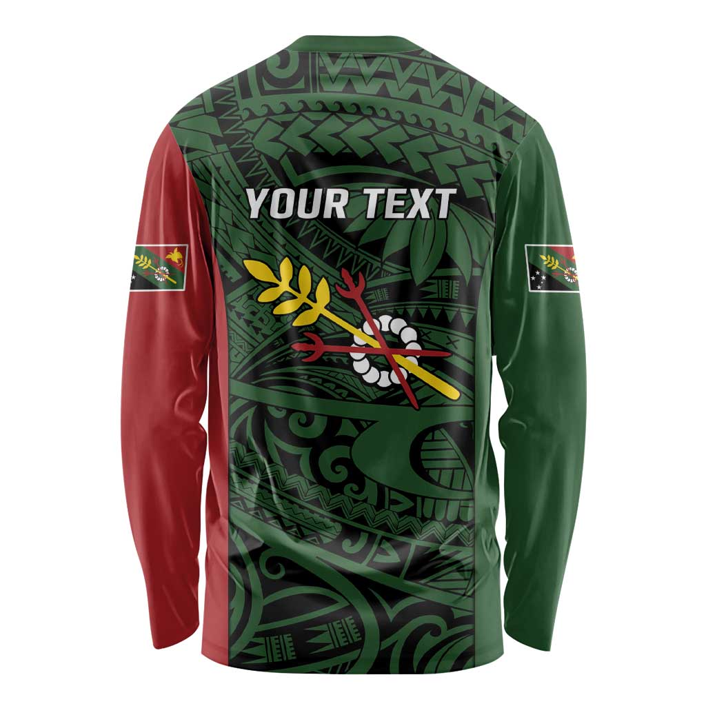 Personalised PNG Chimbu Province Long Sleeve Shirt Bird of Paradise Tattoo Flag Motif LT9 - Polynesian Pride