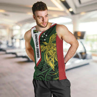 Personalised PNG Chimbu Province Men Tank Top Bird of Paradise Tattoo Flag Motif LT9 Red - Polynesian Pride