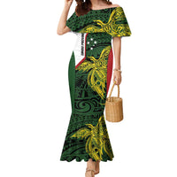 Personalised PNG Chimbu Province Mermaid Dress Bird of Paradise Tattoo Flag Motif LT9 Women Red - Polynesian Pride