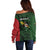 Personalised PNG Chimbu Province Off Shoulder Sweater Bird of Paradise Tattoo Flag Motif - Polynesian Pride