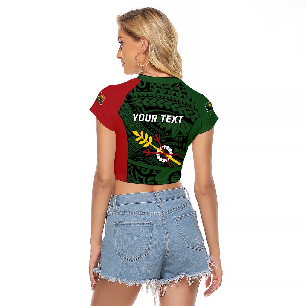 Personalised PNG Chimbu Province Raglan Cropped T Shirt Bird of Paradise Tattoo Flag Motif - Polynesian Pride