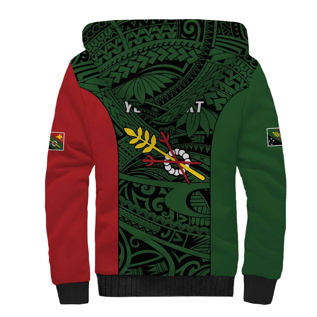 Personalised PNG Chimbu Province Sherpa Hoodie Bird of Paradise Tattoo Flag Motif LT9 - Polynesian Pride