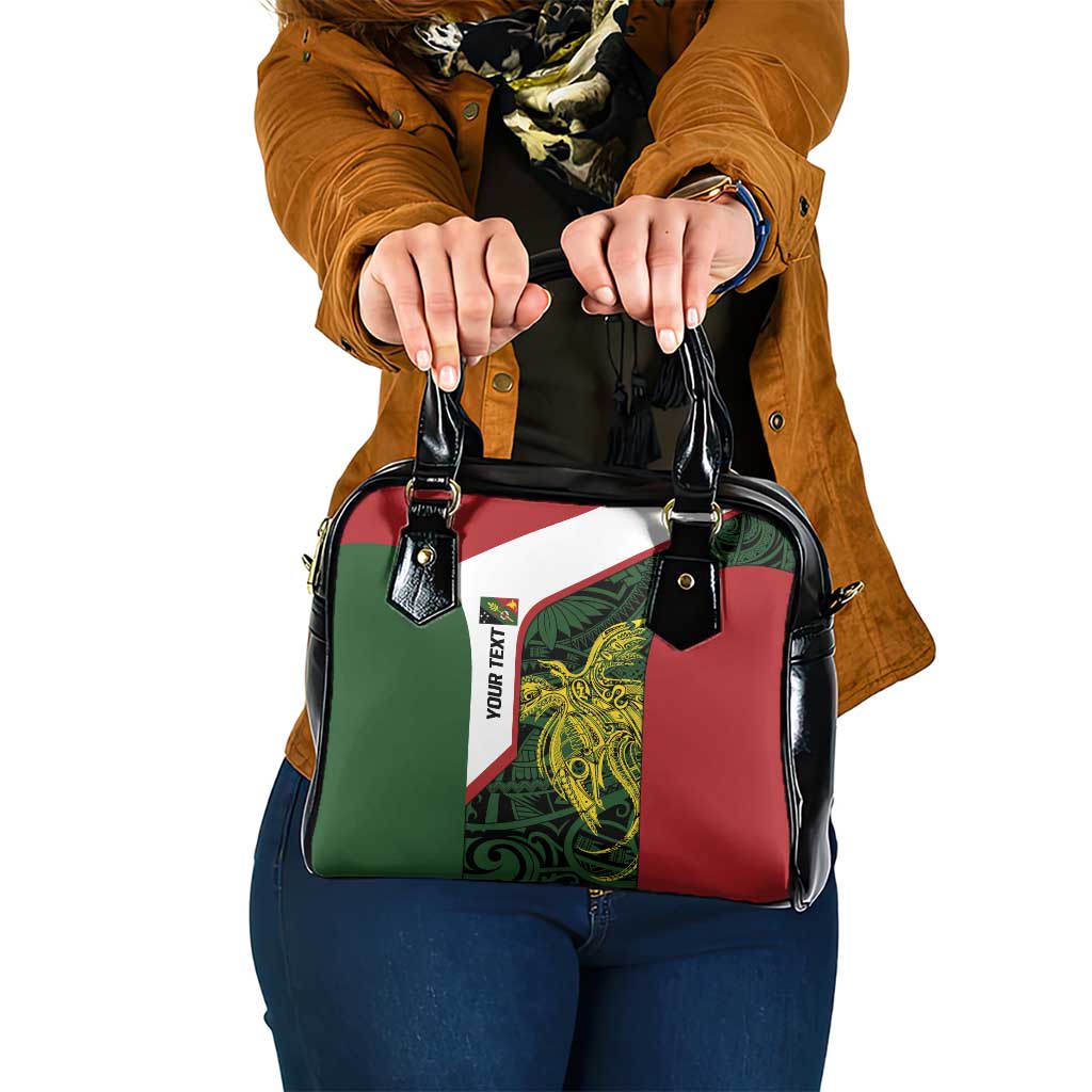 Personalised PNG Chimbu Province Shoulder Handbag Bird of Paradise Tattoo Flag Motif - Polynesian Pride