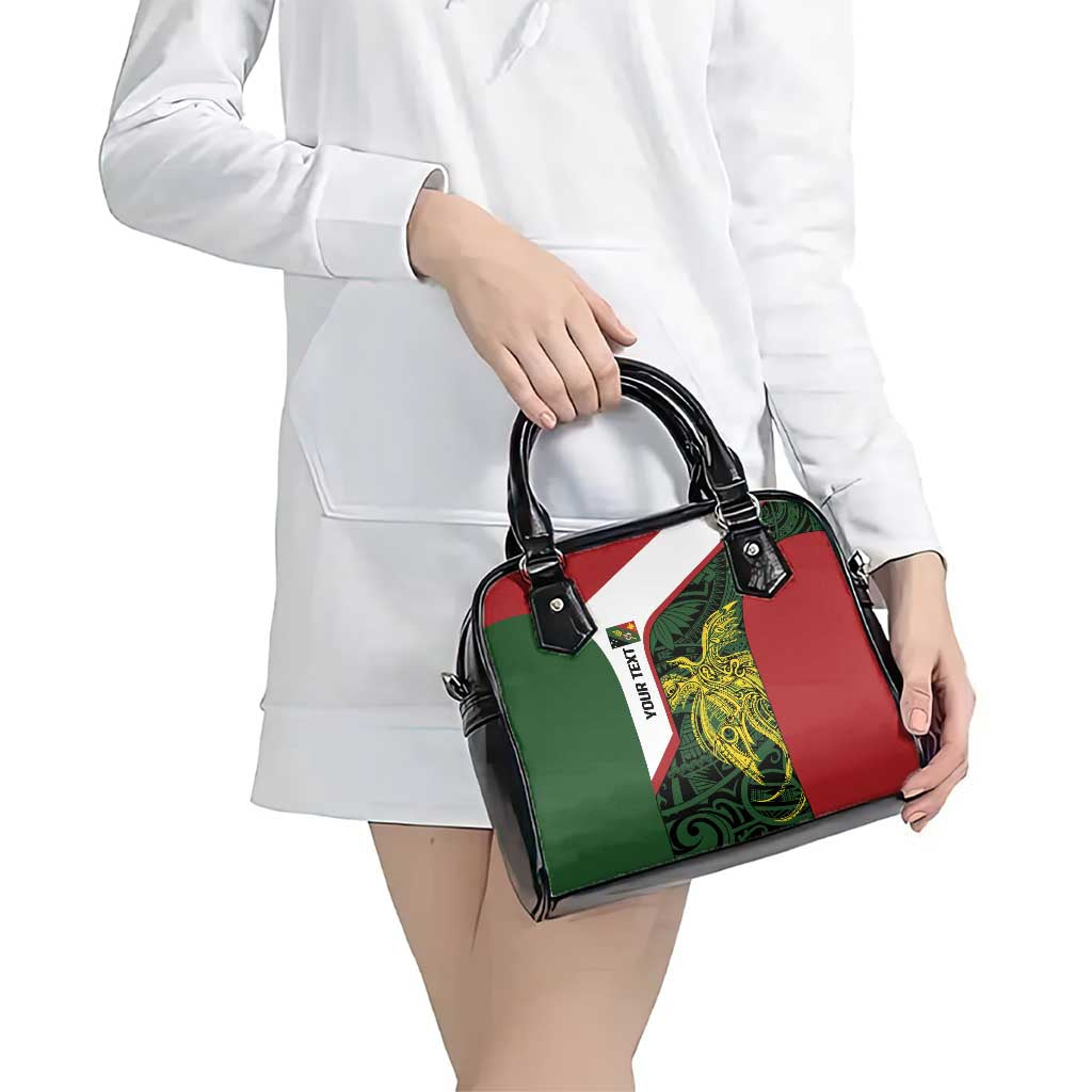 Personalised PNG Chimbu Province Shoulder Handbag Bird of Paradise Tattoo Flag Motif - Polynesian Pride