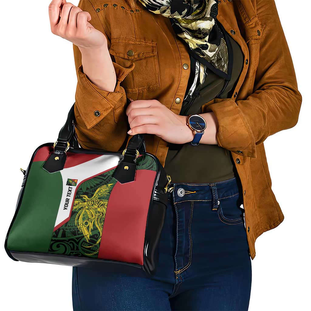 Personalised PNG Chimbu Province Shoulder Handbag Bird of Paradise Tattoo Flag Motif - Polynesian Pride