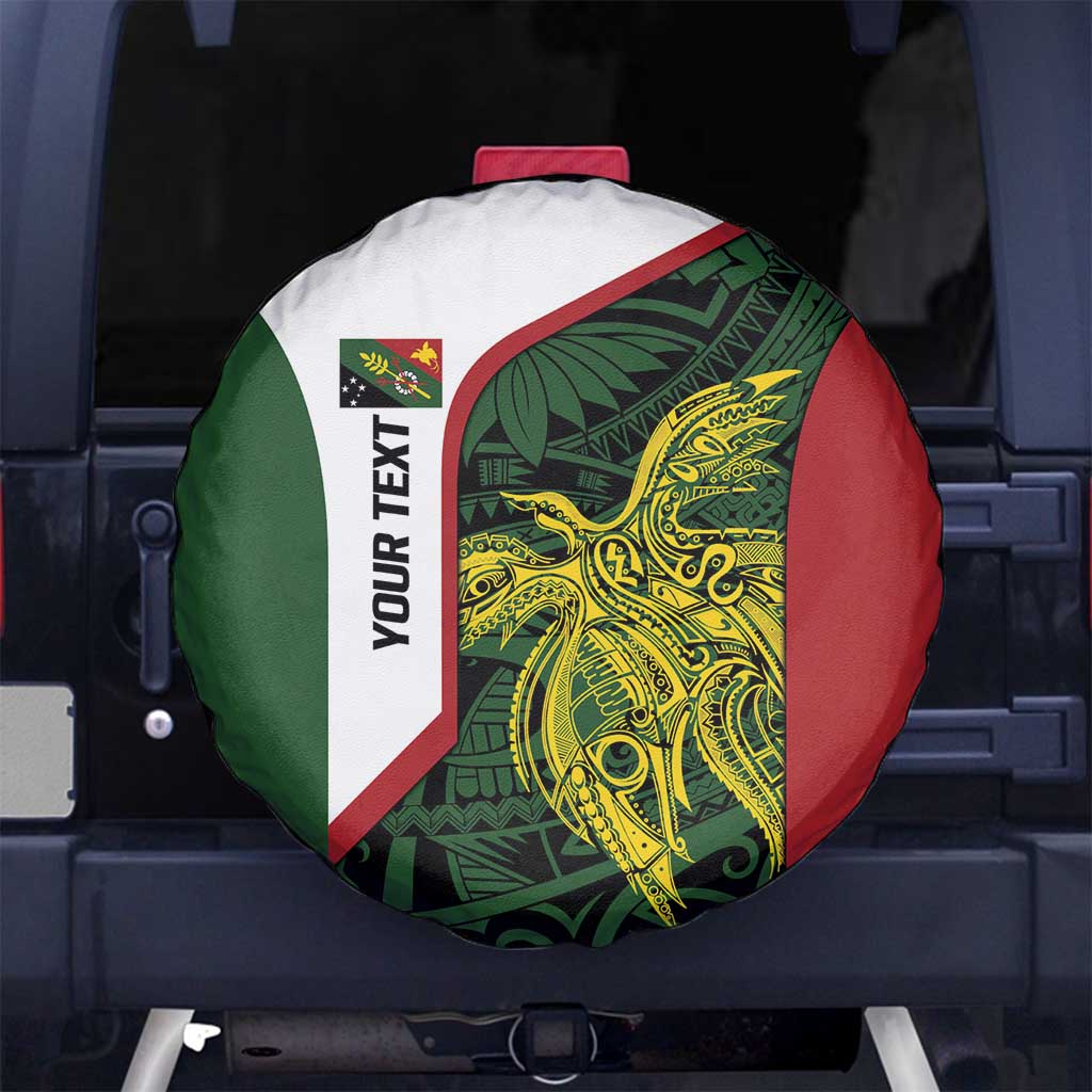 Personalised PNG Chimbu Province Spare Tire Cover Bird of Paradise Tattoo Flag Motif LT9 No hole Red - Polynesian Pride