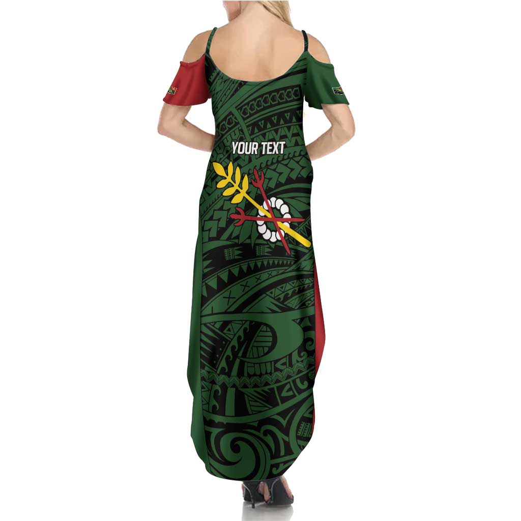 Personalised PNG Chimbu Province Summer Maxi Dress Bird of Paradise Tattoo Flag Motif LT9 - Polynesian Pride