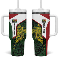 Personalised PNG Chimbu Province Tumbler With Handle Bird of Paradise Tattoo Flag Motif LT9 One Size: 40 oz Red - Polynesian Pride