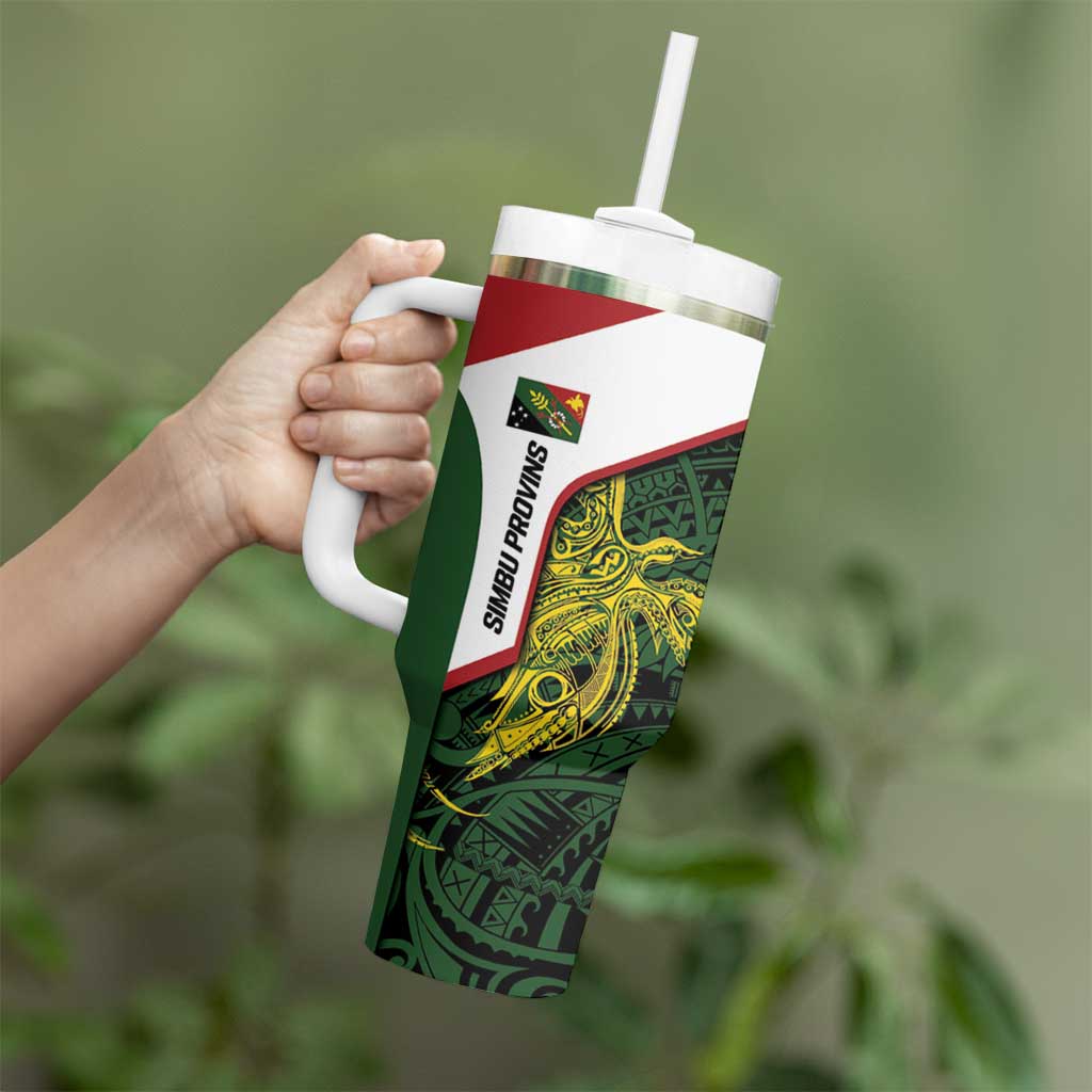 Personalised PNG Chimbu Province Tumbler With Handle Bird of Paradise Tattoo Flag Motif LT9 - Polynesian Pride