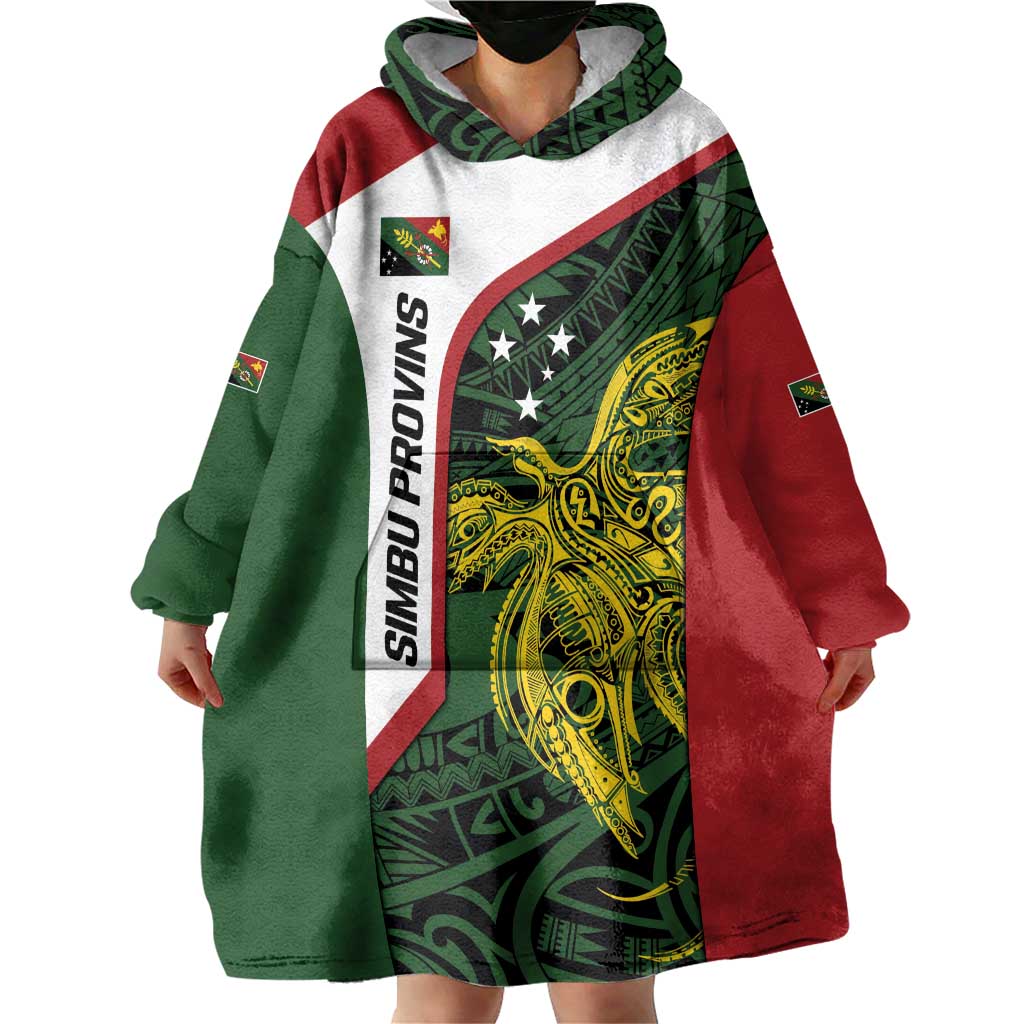 Personalised PNG Chimbu Province Wearable Blanket Hoodie Bird of Paradise Tattoo Flag Motif LT9 - Polynesian Pride