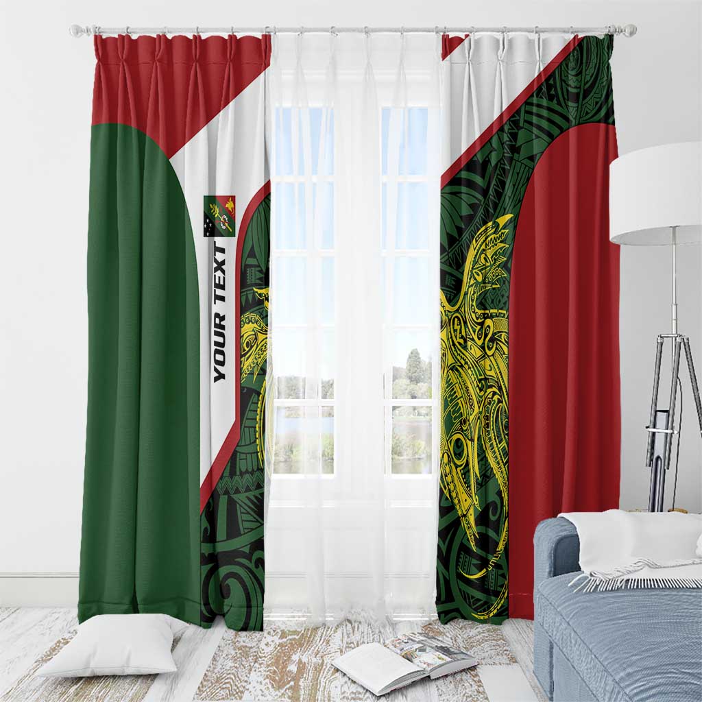 Personalised PNG Chimbu Province Window Curtain Bird of Paradise Tattoo Flag Motif - Polynesian Pride