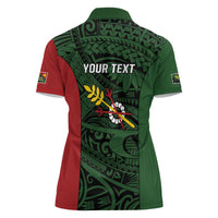Personalised PNG Chimbu Province Women Polo Shirt Bird of Paradise Tattoo Flag Motif LT9 - Polynesian Pride