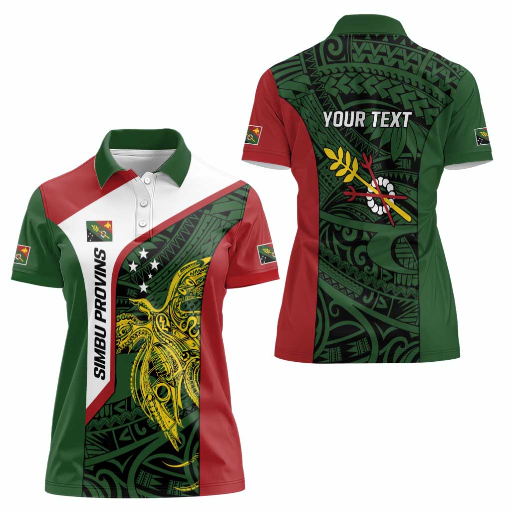 Personalised PNG Chimbu Province Women Polo Shirt Bird of Paradise Tattoo Flag Motif LT9 - Polynesian Pride
