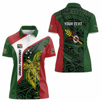 Personalised PNG Chimbu Province Women Polo Shirt Bird of Paradise Tattoo Flag Motif LT9 - Polynesian Pride