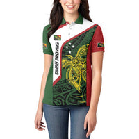 Personalised PNG Chimbu Province Women Polo Shirt Bird of Paradise Tattoo Flag Motif LT9 - Polynesian Pride