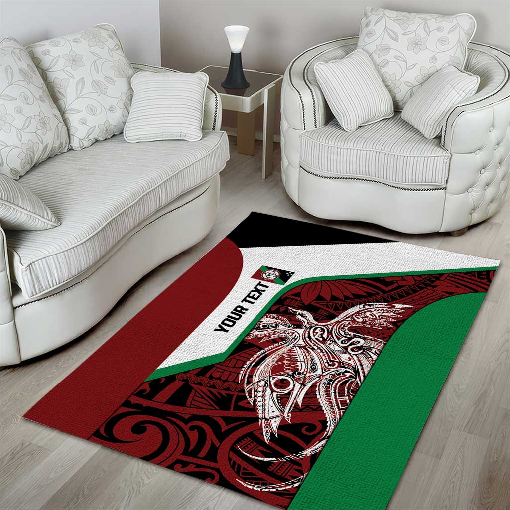 Personalised PNG East New Britain Province Area Rug Bird of Paradise Tattoo Flag Motif LT9 - Polynesian Pride