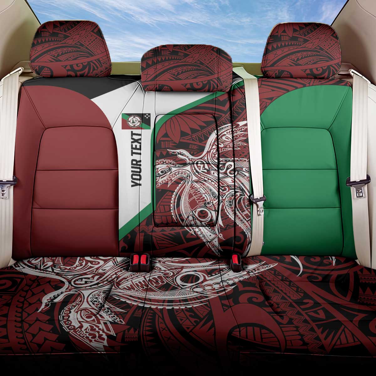 Personalised PNG East New Britain Province Back Car Seat Cover Bird of Paradise Tattoo Flag Motif - Polynesian Pride