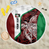 Personalised PNG East New Britain Province Beach Blanket Bird of Paradise Tattoo Flag Motif LT9 One Size 150cm Green - Polynesian Pride