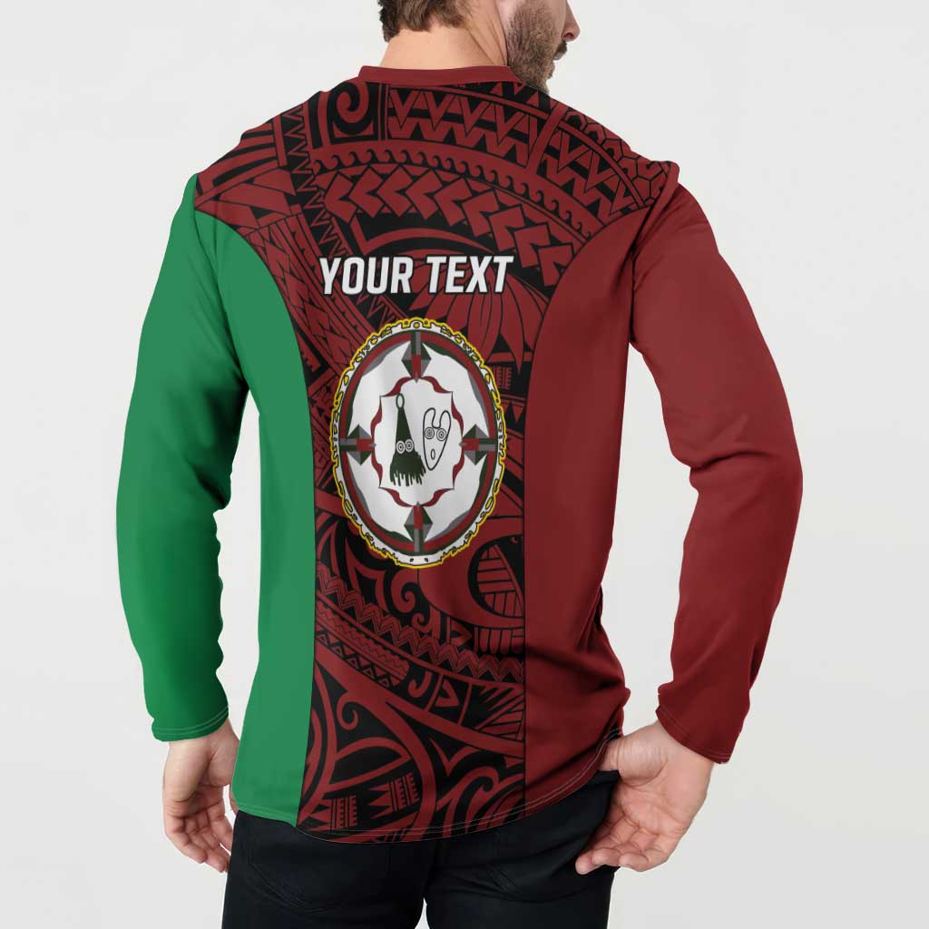 Personalised PNG East New Britain Province Button Sweatshirt Bird of Paradise Tattoo Flag Motif - Polynesian Pride