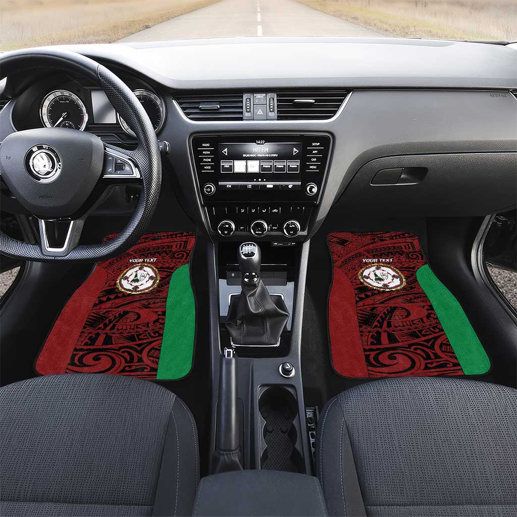 Personalised PNG East New Britain Province Car Mats Bird of Paradise Tattoo Flag Motif LT9 Set 2pcs - Front Green - Polynesian Pride