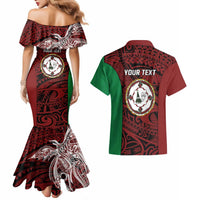Personalised PNG East New Britain Province Couples Matching Mermaid Dress and Hawaiian Shirt Bird of Paradise Tattoo Flag Motif LT9 - Polynesian Pride