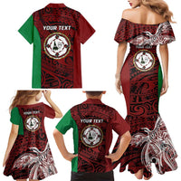 Personalised PNG East New Britain Province Family Matching Mermaid Dress and Hawaiian Shirt Bird of Paradise Tattoo Flag Motif LT9 - Polynesian Pride